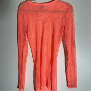 Forever 21 Vibrant Coral Mesh Blouse